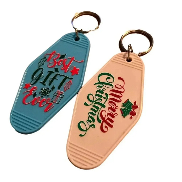 Holiday Key Tags, Best Gift, Snowflake, Merry Christmas, Bells (Set of 2) - Picture 1 of 8